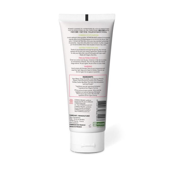 Gel nettoyant intime à l'aloe vera organique 100ml Intime Balance 
